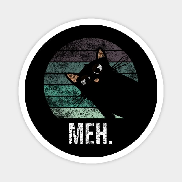 Cute and funny vintage meh black cat Magnet by Rishirt